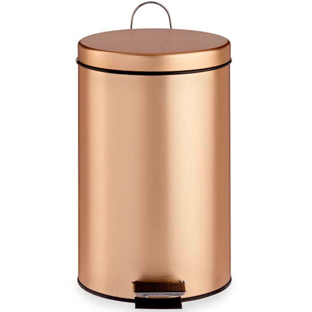 Poubelle ronde à pédale en métal doré 7l