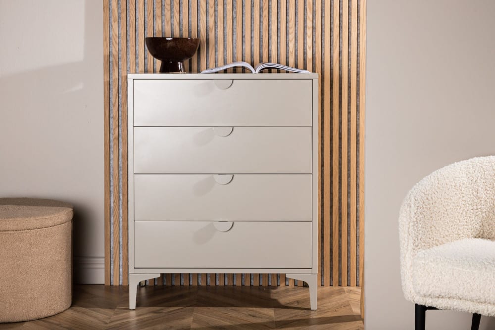 Kommode Piring mit 4 Schubladen aus Metall, beige - Maisons Du