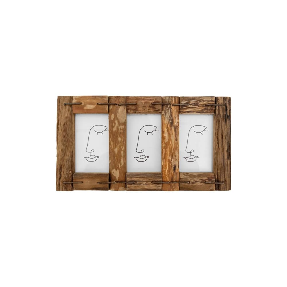 Cadre photo 3 vues en bois recyclé – rustique et naturel