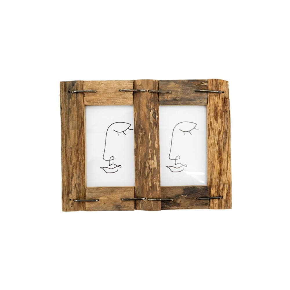 Cadre photo 2 vues en bois recyclé – rustique et naturel