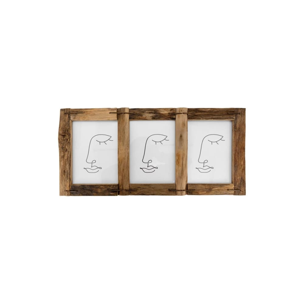 Cadre photo 3 vues en bois recyclé – rustique et naturel