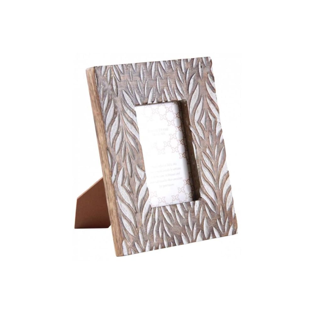 Cadre photo en manguier feuillages pour photo 10 x 15 cm