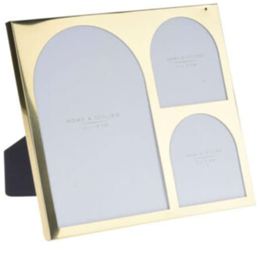 Cadre photo multiple à poser en métal doré et verre 20.5x23.5cm