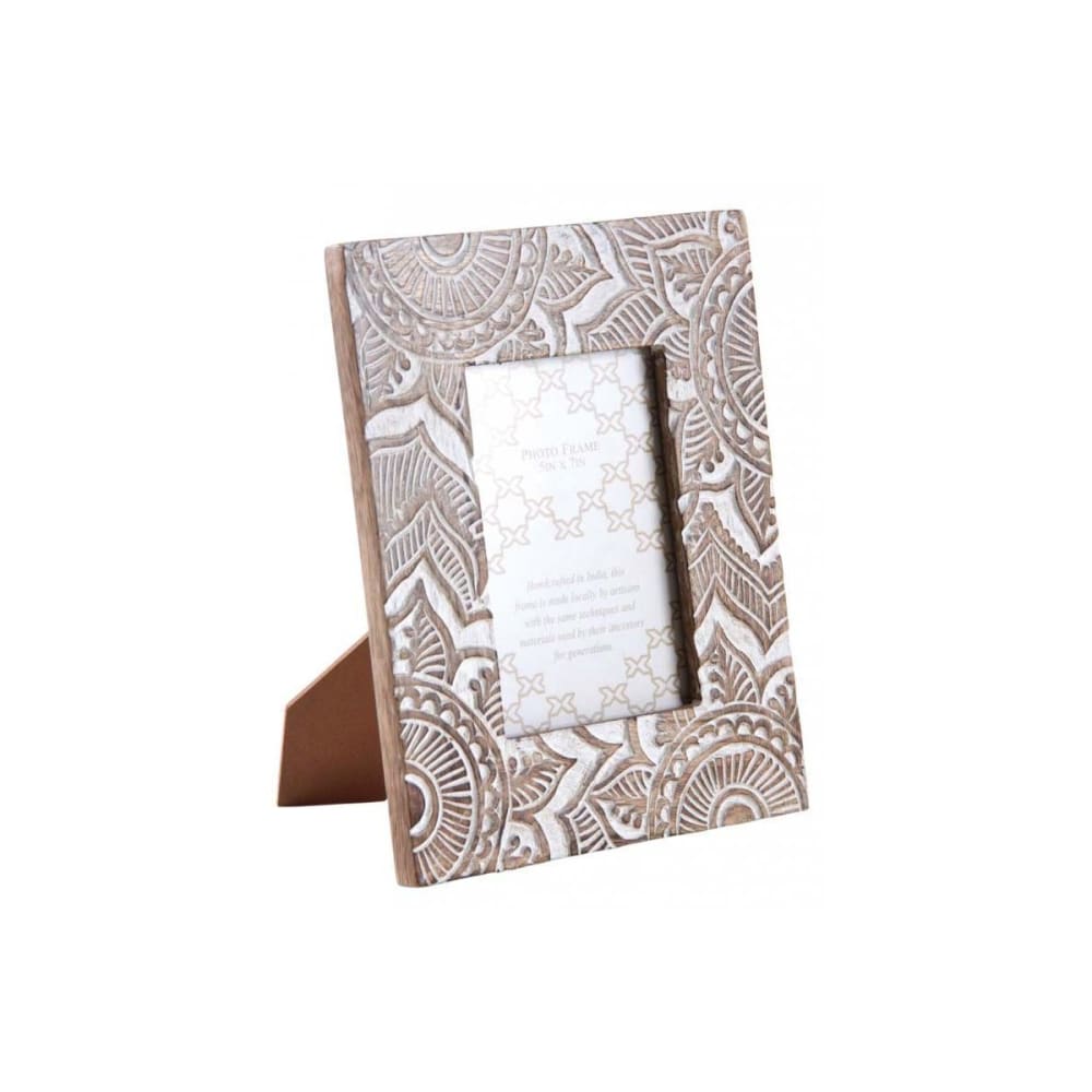 Cadre photo en manguier mandala pour photo 13 x 18 cm