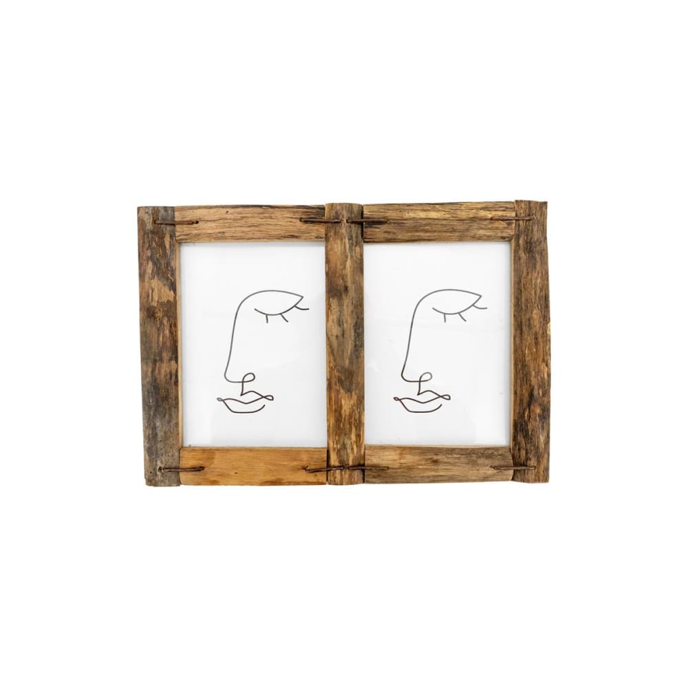 Cadre photo 2 vues en bois recyclé – rustique et naturel