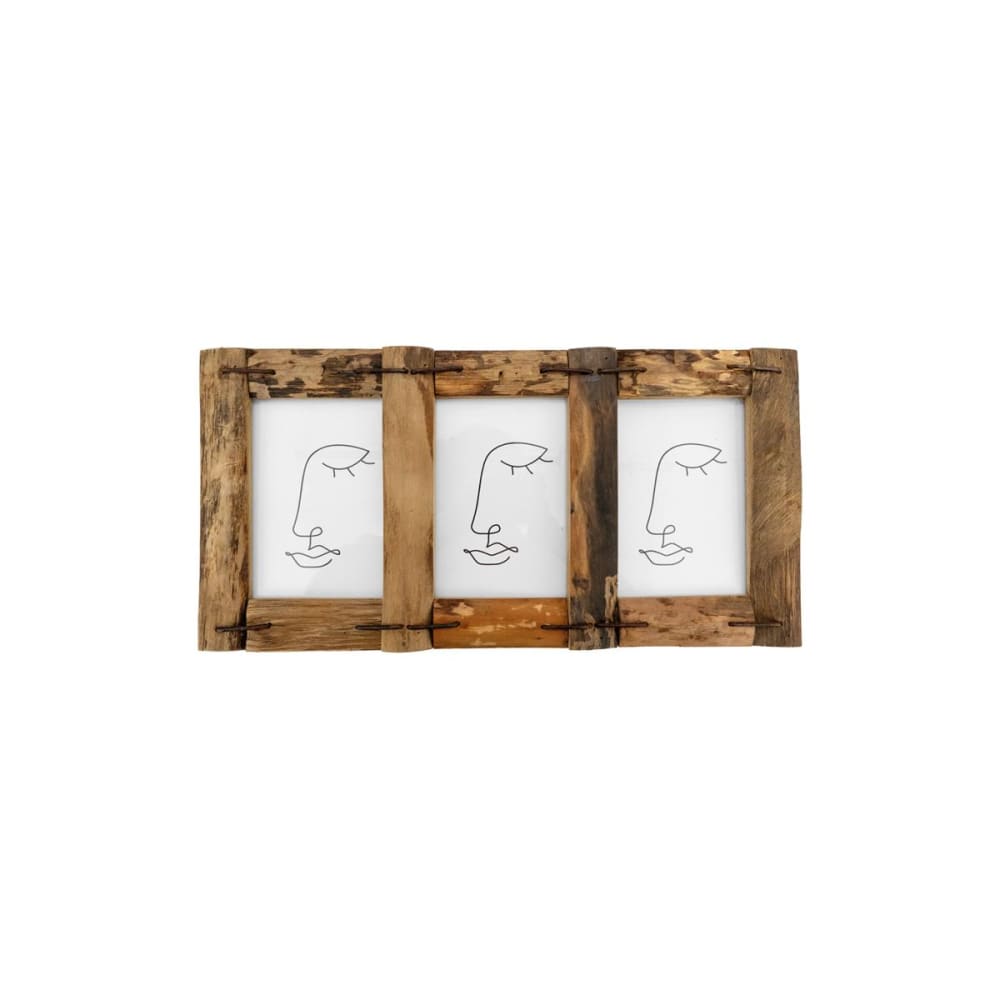 Cadre photo 3 vues en bois recyclé – rustique et naturel