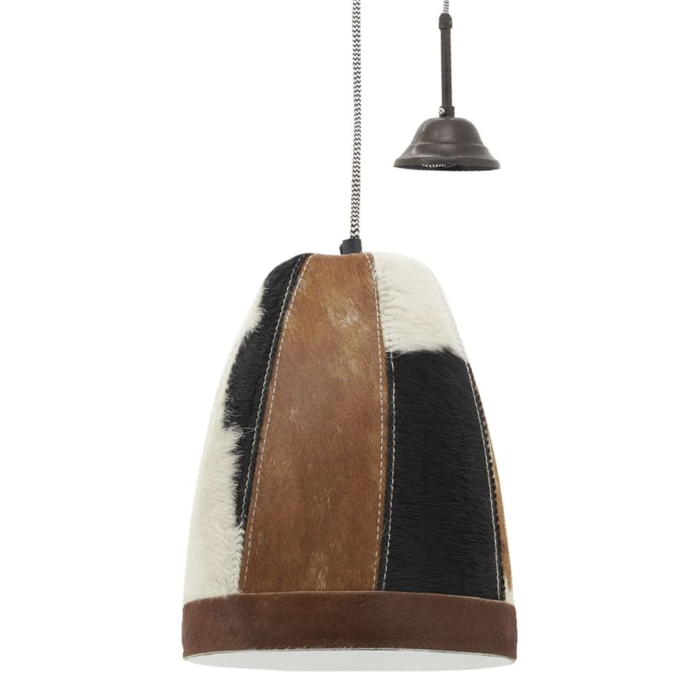 Lampe suspension en peau de vache et métal diamètre 21cm