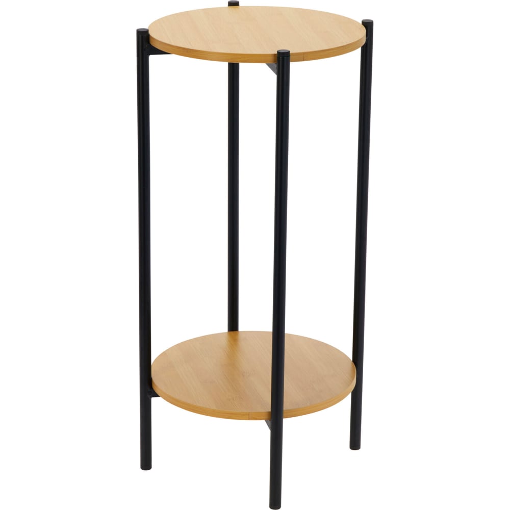 Table d'appoint bout de canapé en métal noir et bois 31x31x61cm