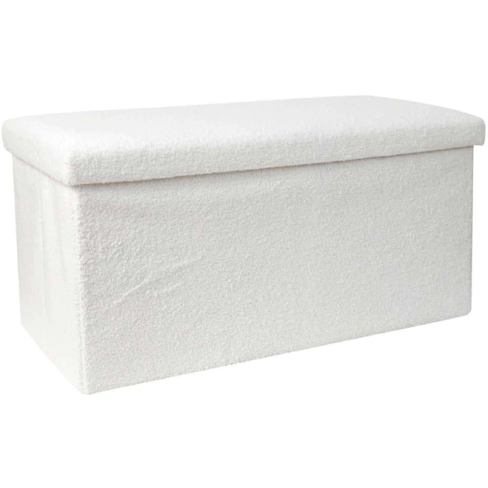 Banc coffre pliable en bouclette blanc Banc coffre pliable en bouclette blanc
