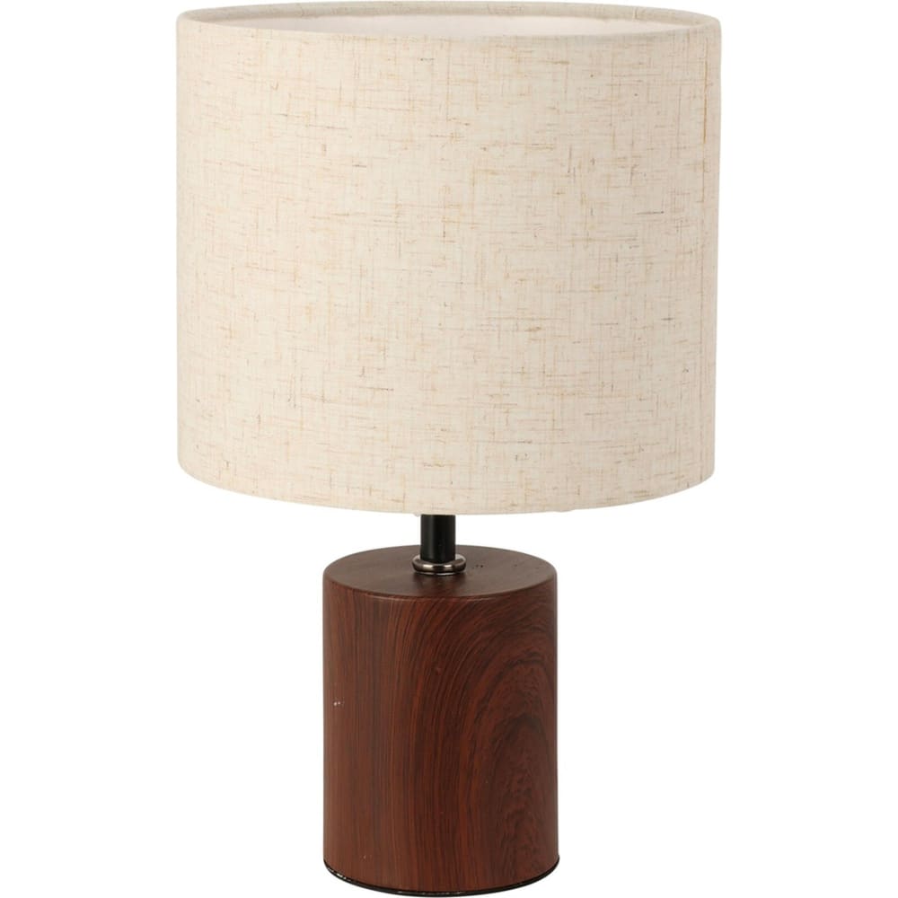 Lampe à poser céramique effet bois et abat-jour beige 18x18x30cm