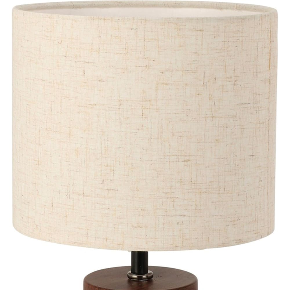Lampe à poser céramique effet bois et abat-jour beige 18x18x30cm — vue 3