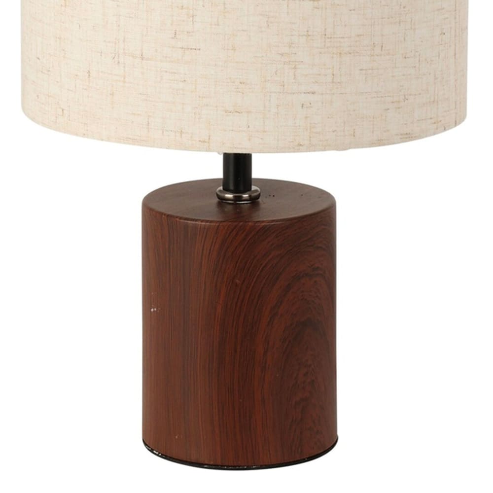 Lampe à poser céramique effet bois et abat-jour beige 18x18x30cm — vue 4