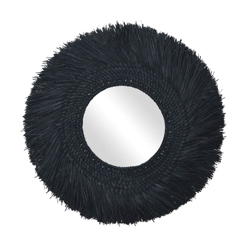Miroir en jonc teinté 70 cm noir