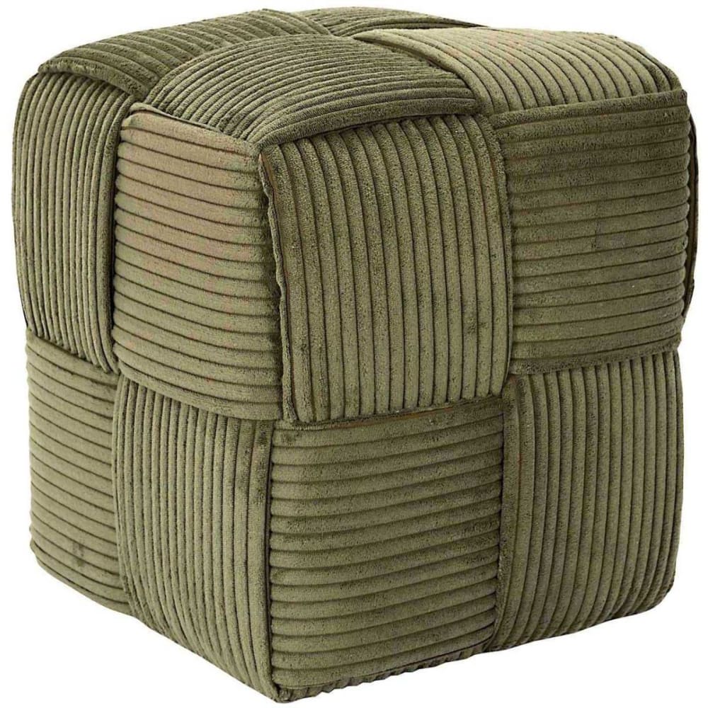 Pouf en tissu côtelé tressé  vert