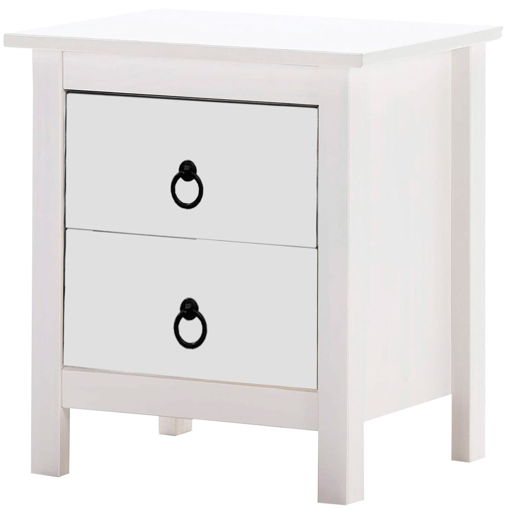 Table de chevet bois blanc 2 tiroirs 40x40x50cm