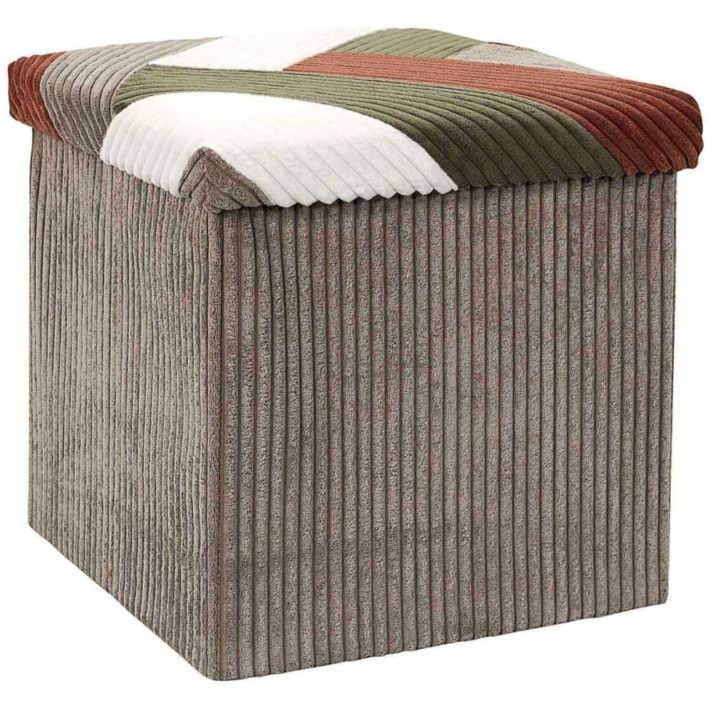 Pouf coffre pliable patchwork côtelé