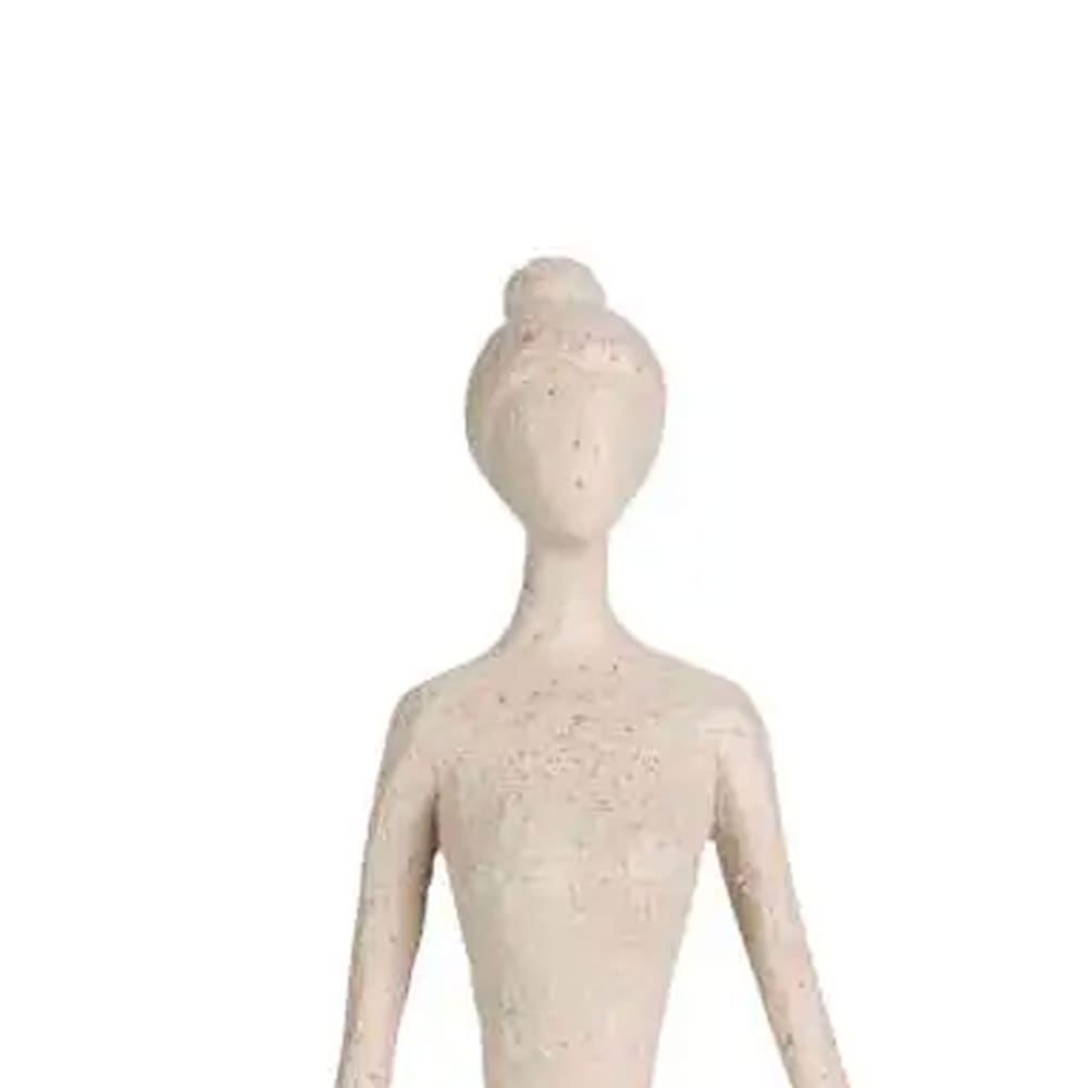 Set de 2 figurines femmes yoga en résine beige et noir 19x5x18.5cm — vue 4