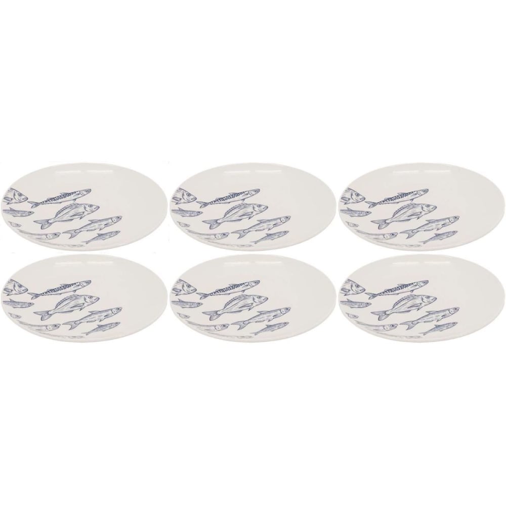 Vaisselle en porcelaine blanche banc de poissons assiette 19cm