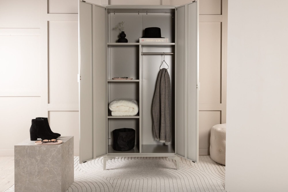 Kleiderschrank Piring 183cm aus Metall, beige - Maisons Du Monde