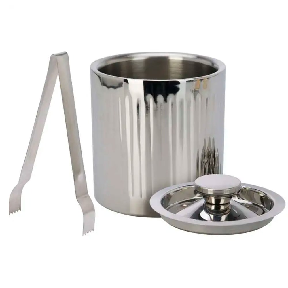 Seau à glaçons en acier inoxydable avec pince 15x15x18.5cm
