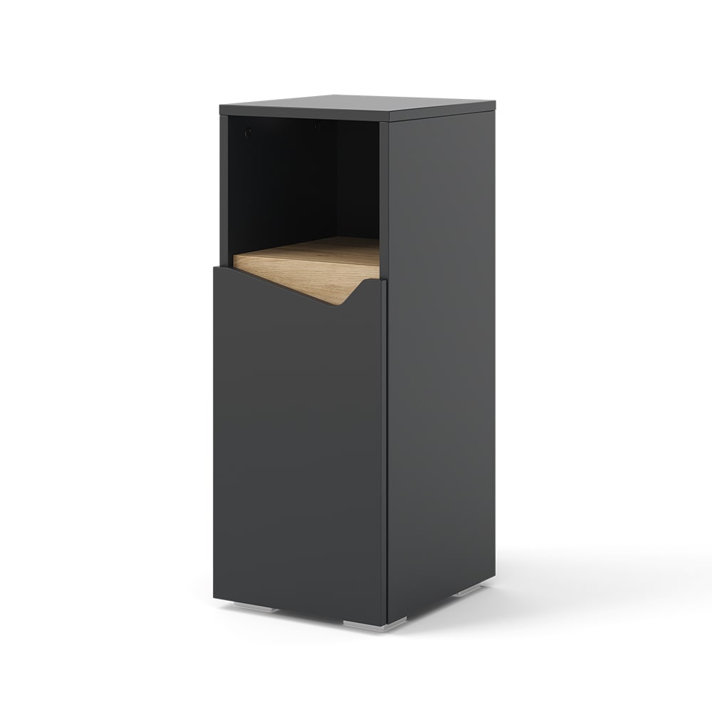 Vicco Midischrank mit Tür und offenem Fach, Anthrazit 30 x 74.5cm style modern Grau Spanplatte
