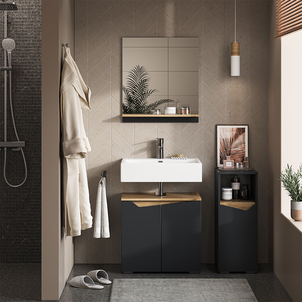 Armoire avec porte et compartiment ouvert Anthracite 30x74.5cm