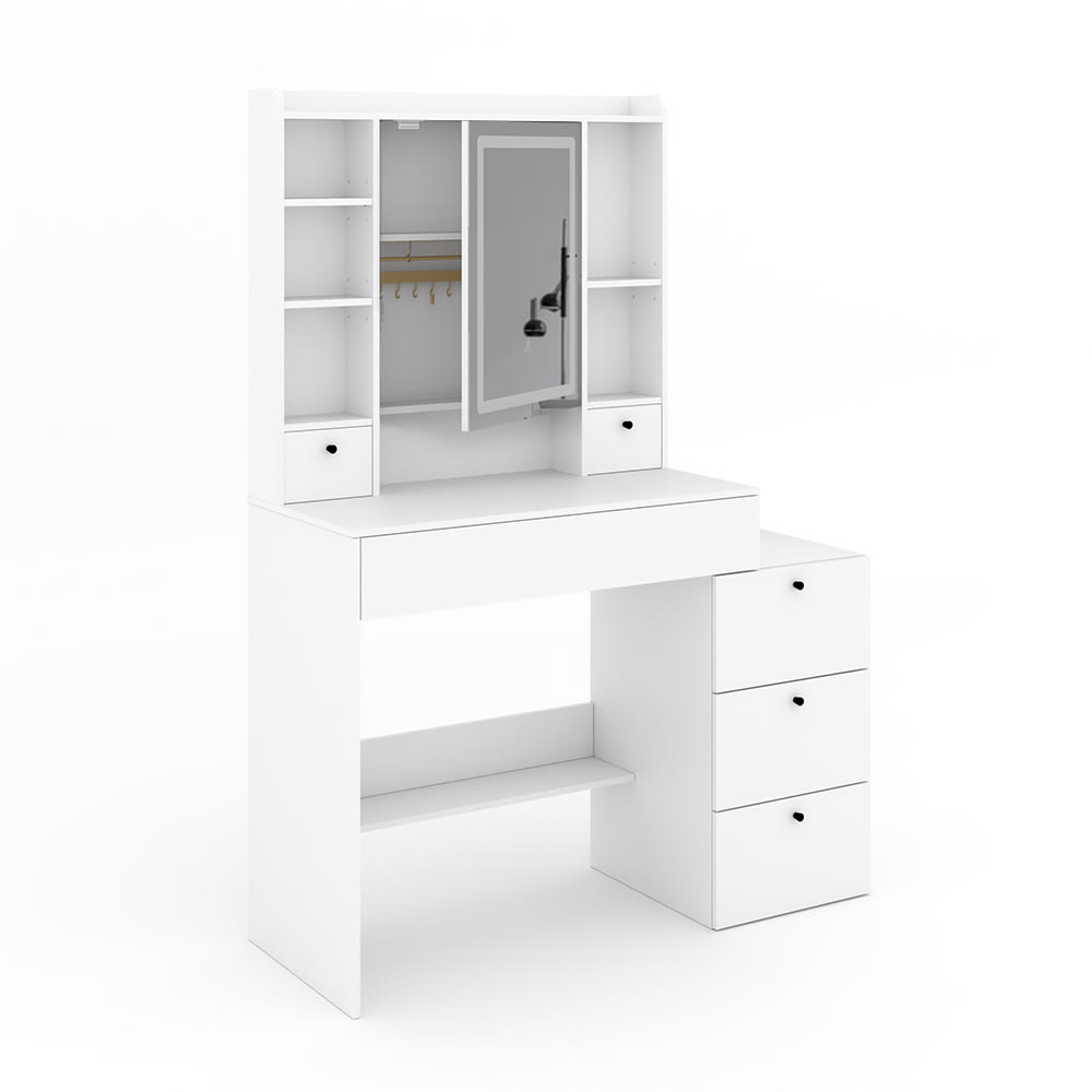 Coiffeuse avec miroir LED Blanc 105.5x146.5cm