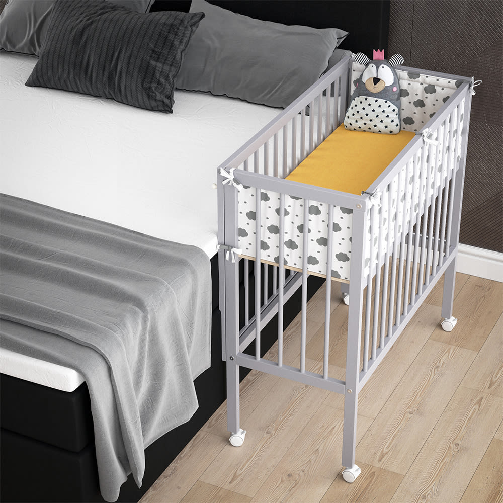 Lit dappoint 2 rails latéraux, Gris 94 x 96cm