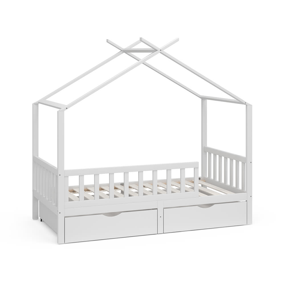 Lit cabane avec 2 tiroirs, - 154cm