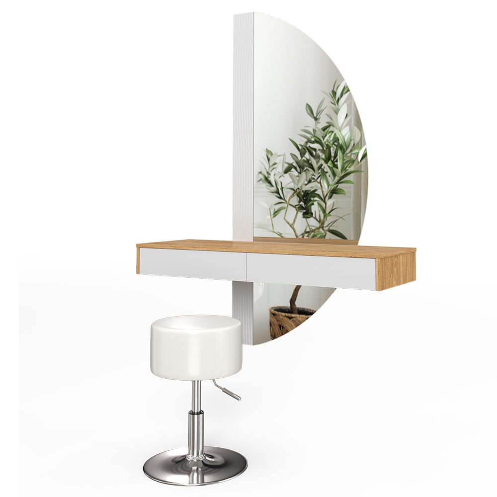 Coiffeuse avec éclairage LED et tabouret, Blanc 120 x 161.1cm