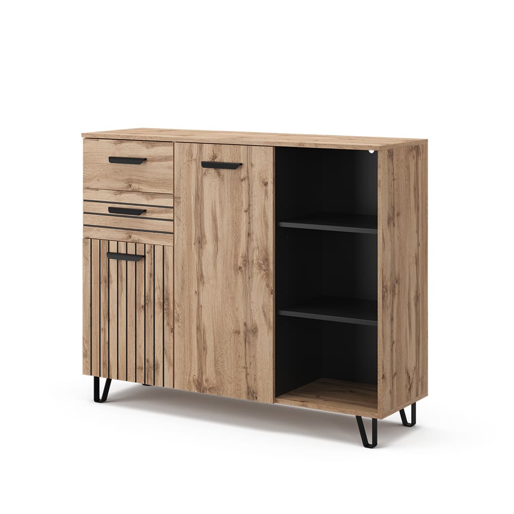 Commode avec tiroirs avec 2 tiroirs et 2 portes, Marron 120.1 x 100cm