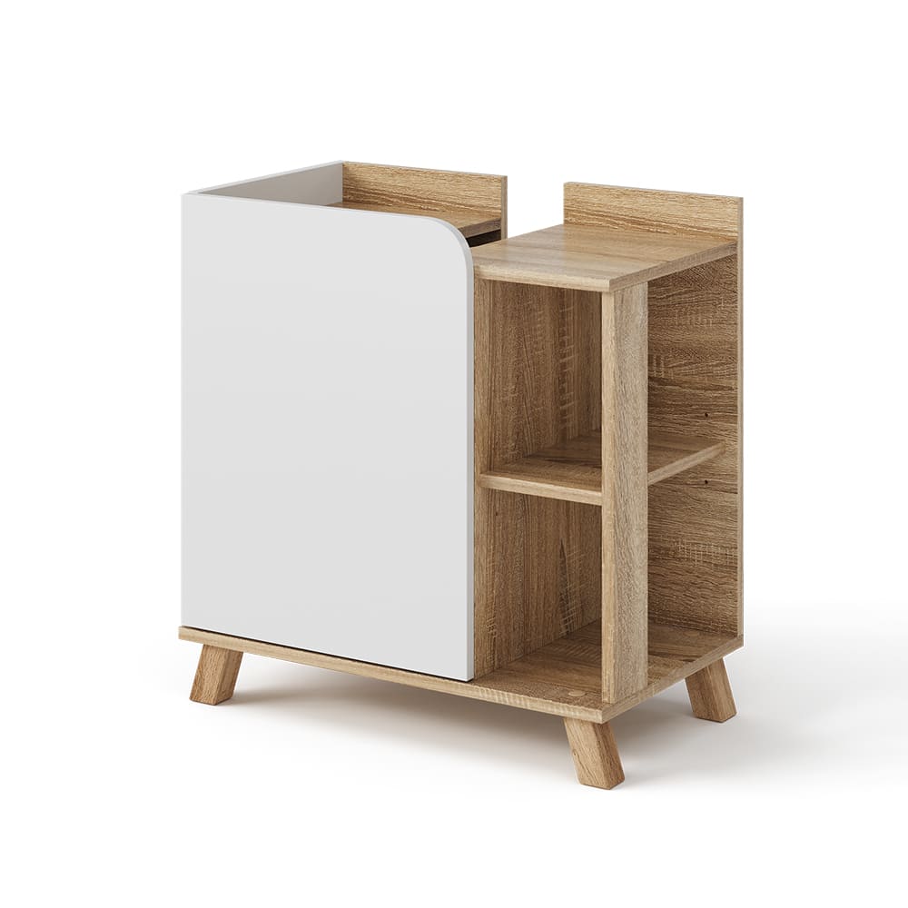 Meuble vasque simple avec porte et compartiments ouverts Sonoma 60x65