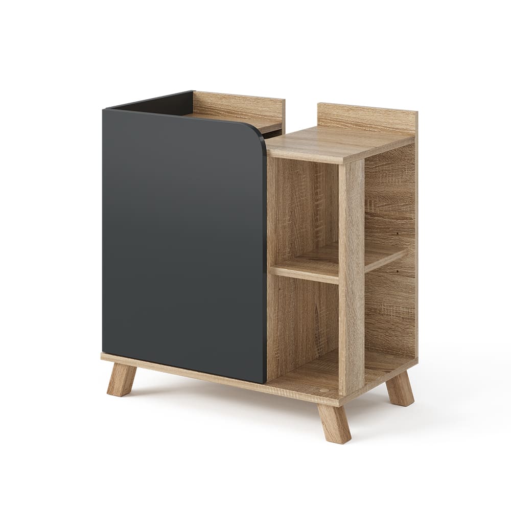 Meuble sous lavabo avec porte et compartiments ouverts Sonoma 60x65cm