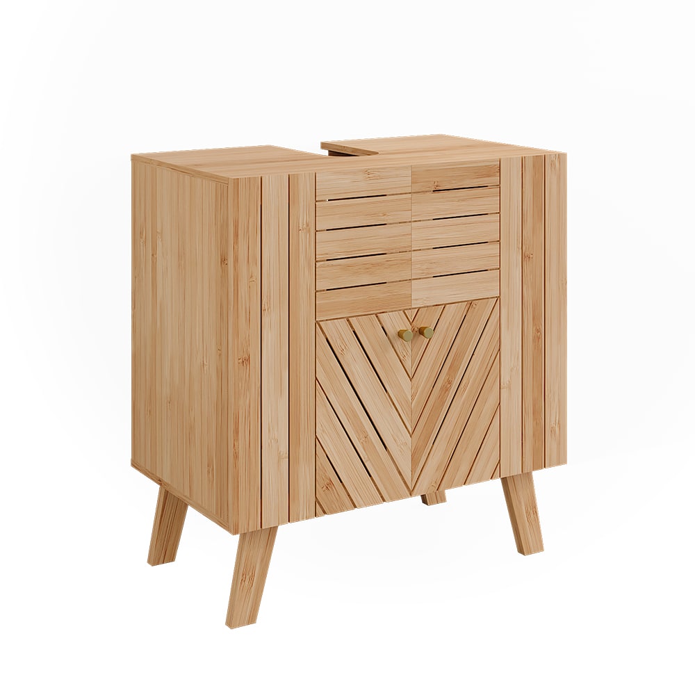 Meuble sous lavabo avec 2 portes Bambou 60x65cm