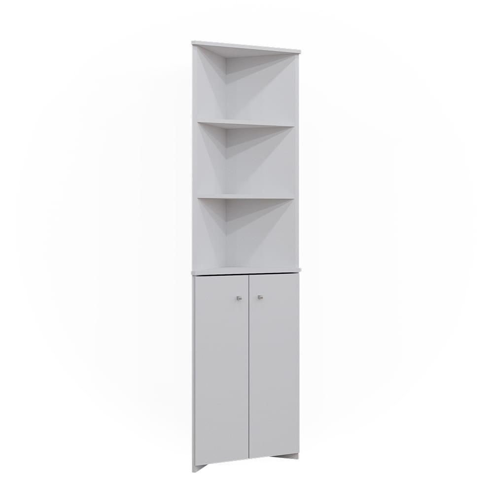 Vicco Badschrank Eckschrank mit 2 Türen, Weiß 51.5 x 175cm style modern Weiß Spanplatte