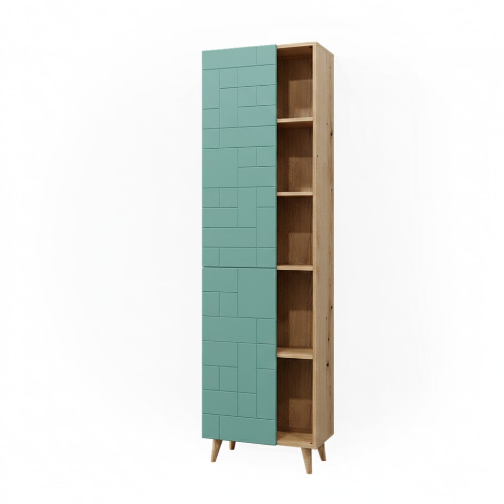 Vicco Badschrank mit Türen und offenen Fächern Mintgrün 56x193cm style modern - Spanplatte
