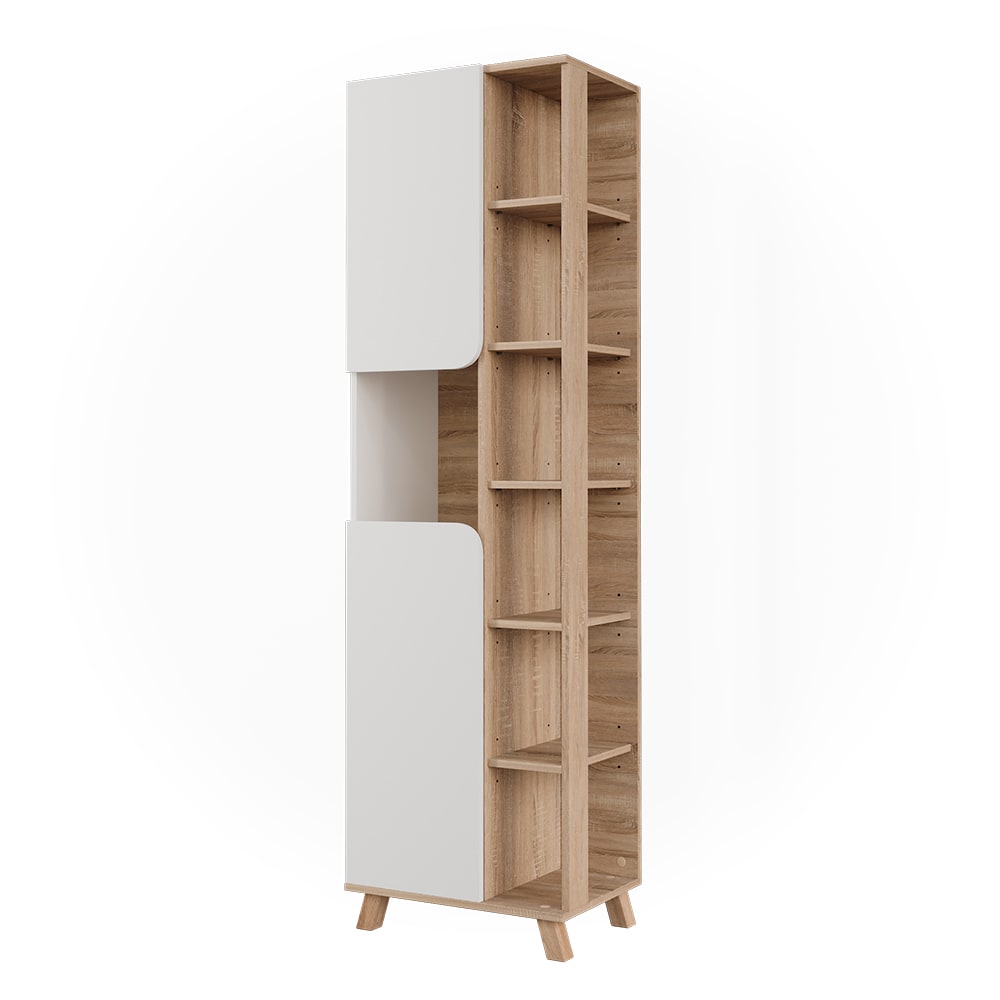 Vicco Badschrank mit 2 Türen Sonoma/Weiß 50x175cm style modern Braun Spanplatte