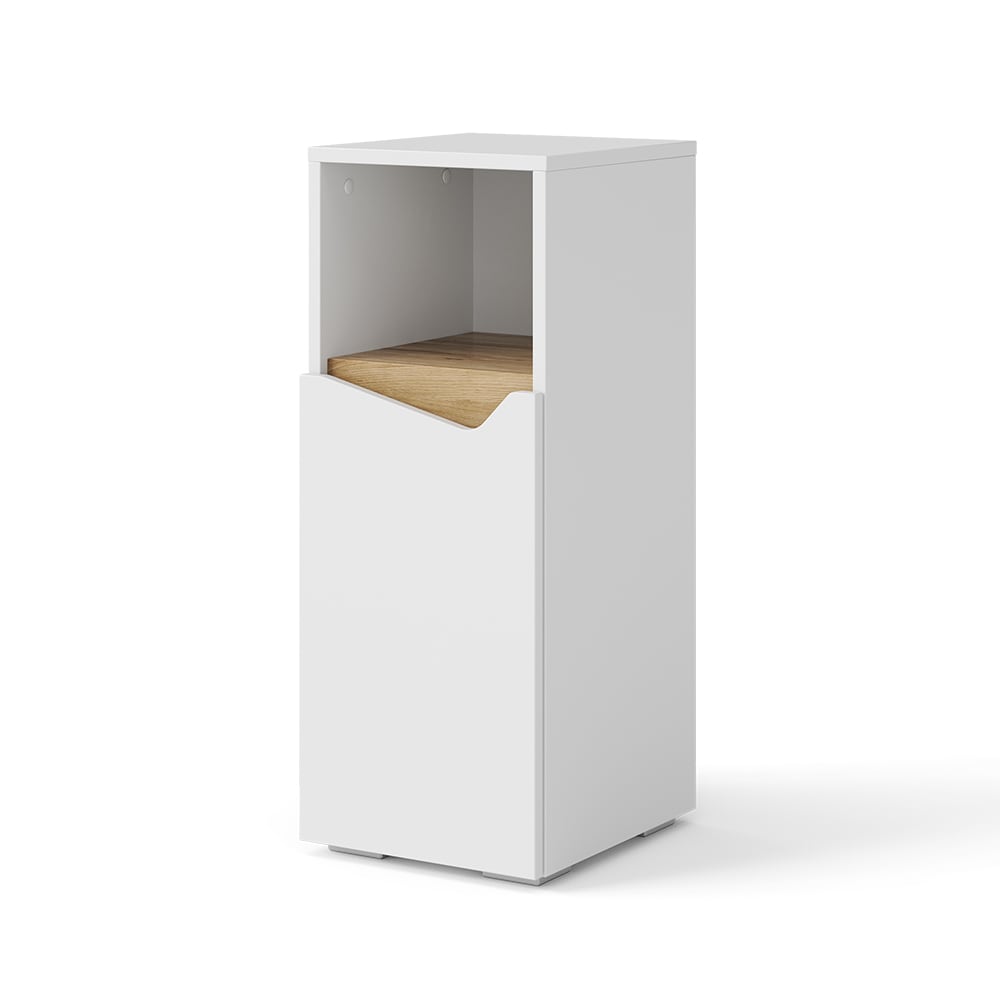 Meuble salle de bain avec porte et compartiment ouvert Blanc 30x74,5cm