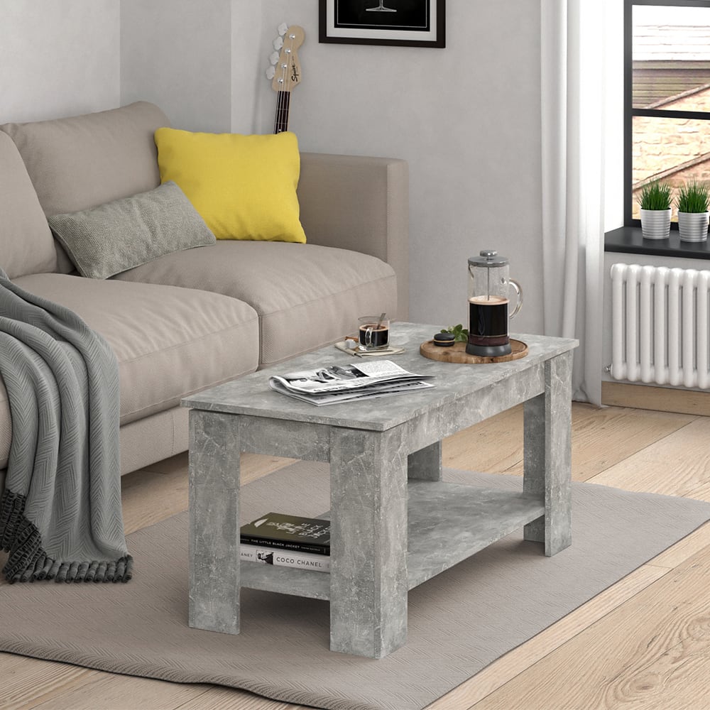 Table basse avec fonction délévation, béton 100 x 50cm