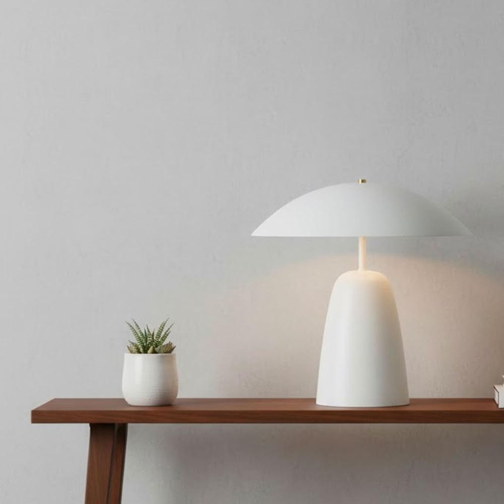 Lampe à poser champignon métal blanc et doré 39x39x32.5cm — vue 4