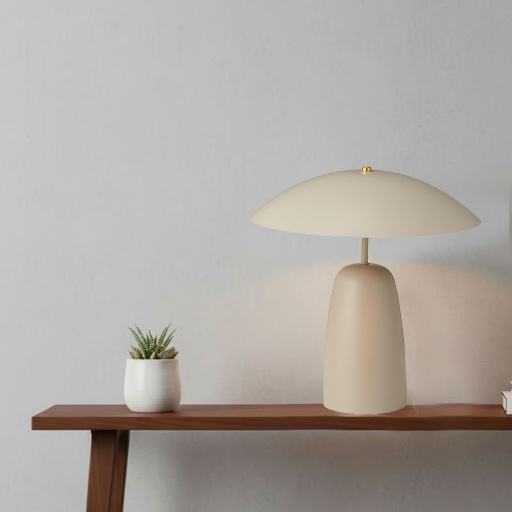Lampe à poser champignon métal beige sable et doré 39x39x32.5cm — vue 4