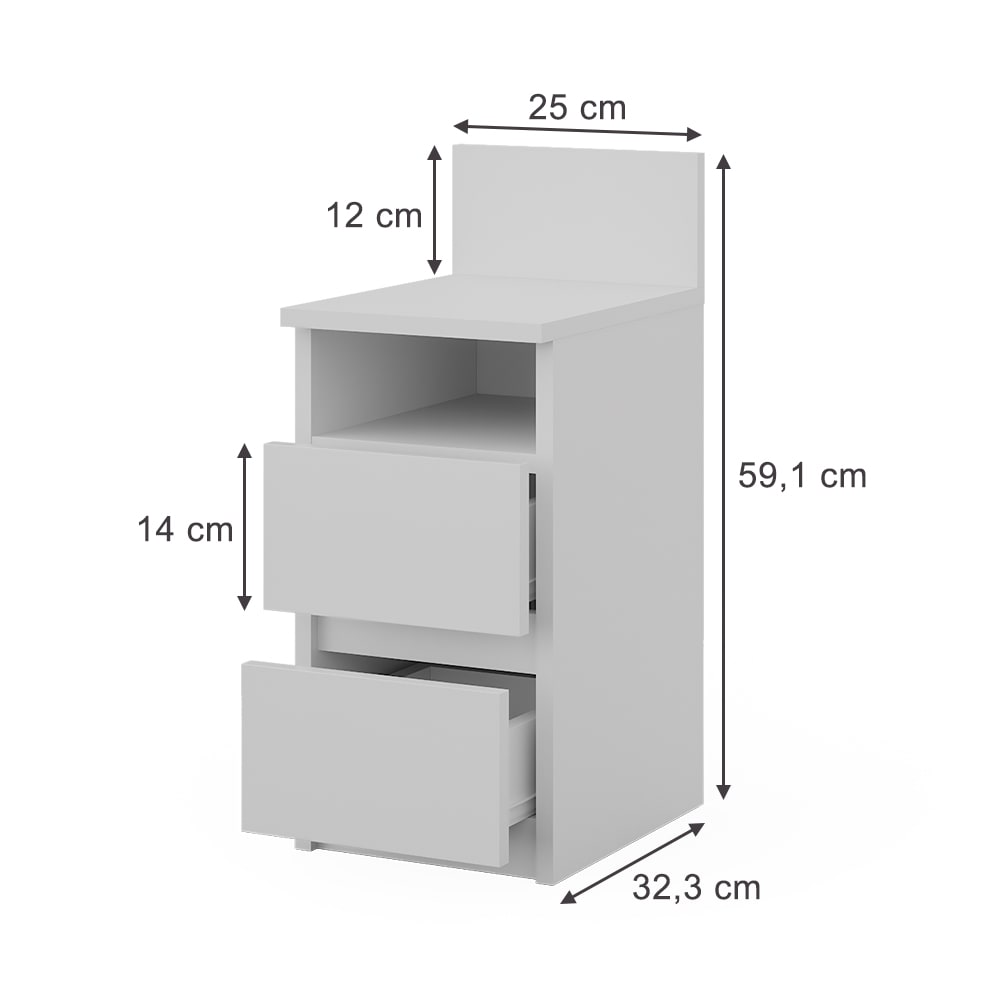 Nachttisch 2er Set Weiß 25x59.1cm - Maisons Du Monde