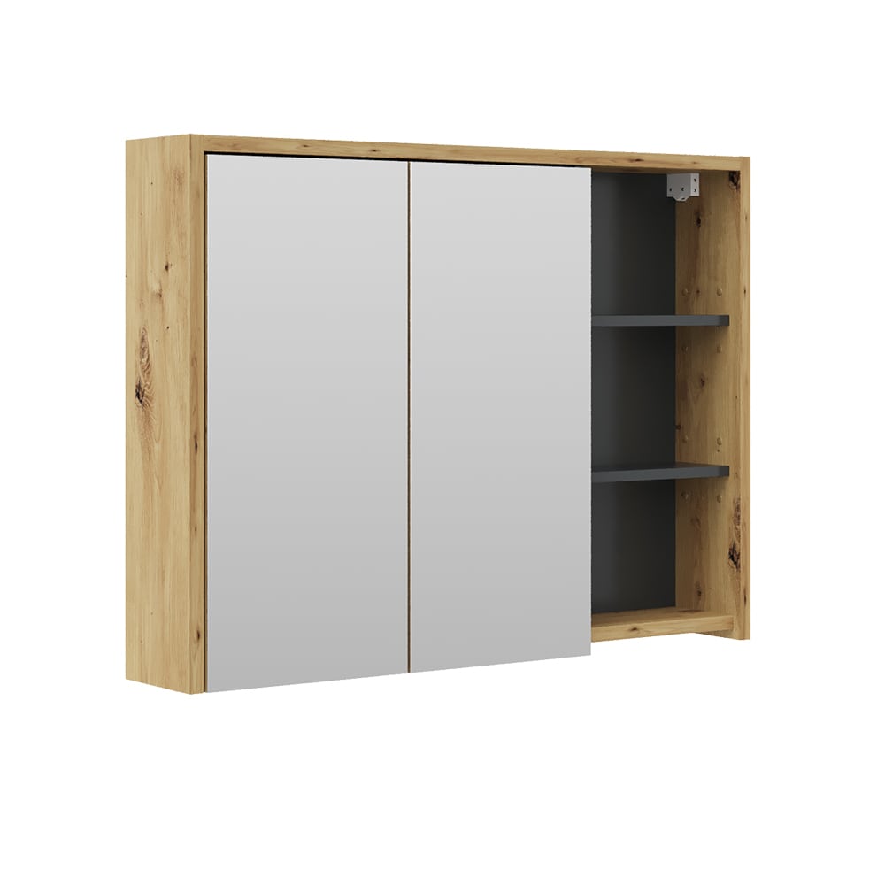 Vicco Badspiegelschrank Eiche/Anthrazit 100x75cm style modern Braun Spanplatte