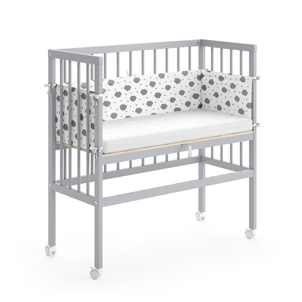 Lit dappoint 1 rail latéral, gris 94 x 96cm