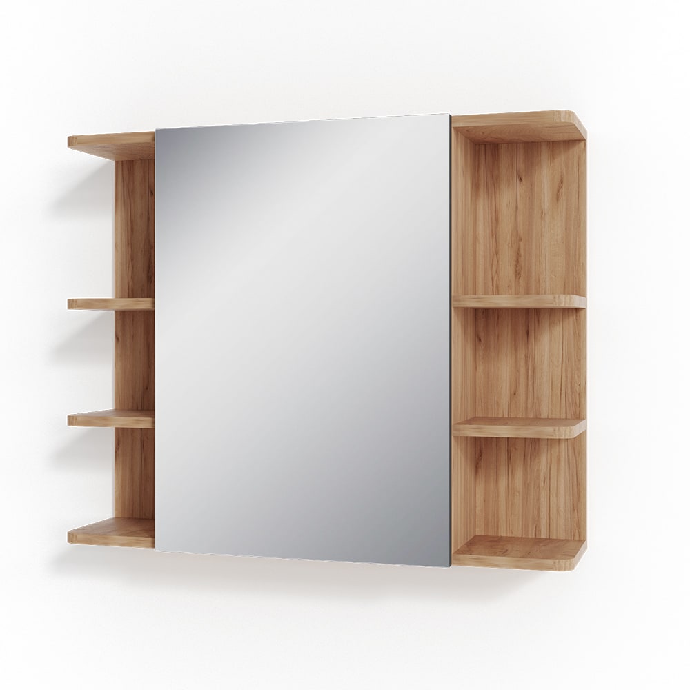 Vicco Badspiegelschrank Goldkraft Eiche 79.6x64cm style modern Braun Spanplatte