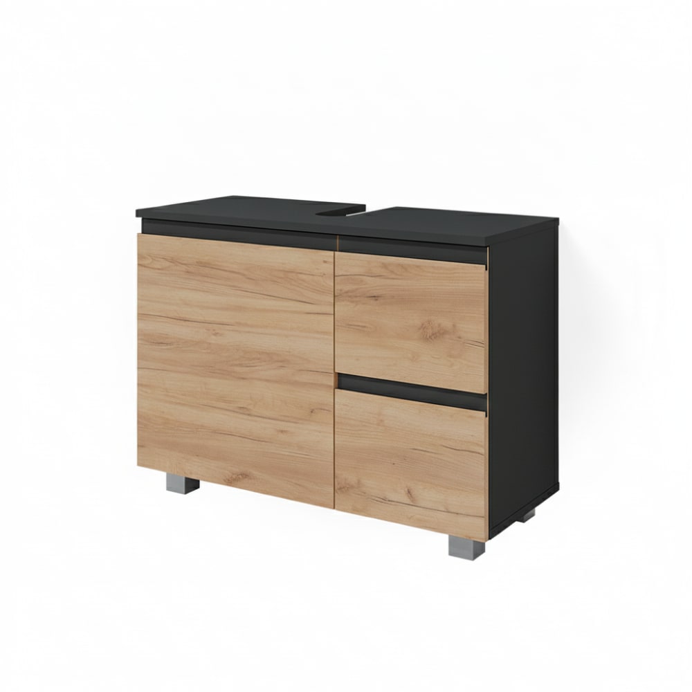 Meuble sous vasque simple anthracite/chêne doré 80x60.8cm