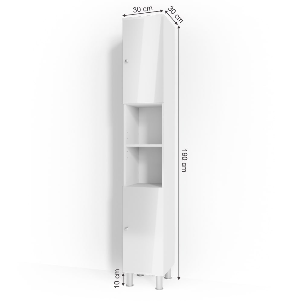 Badschrank, Weiß Hochglanz 30 x 190cm - Maisons Du Monde