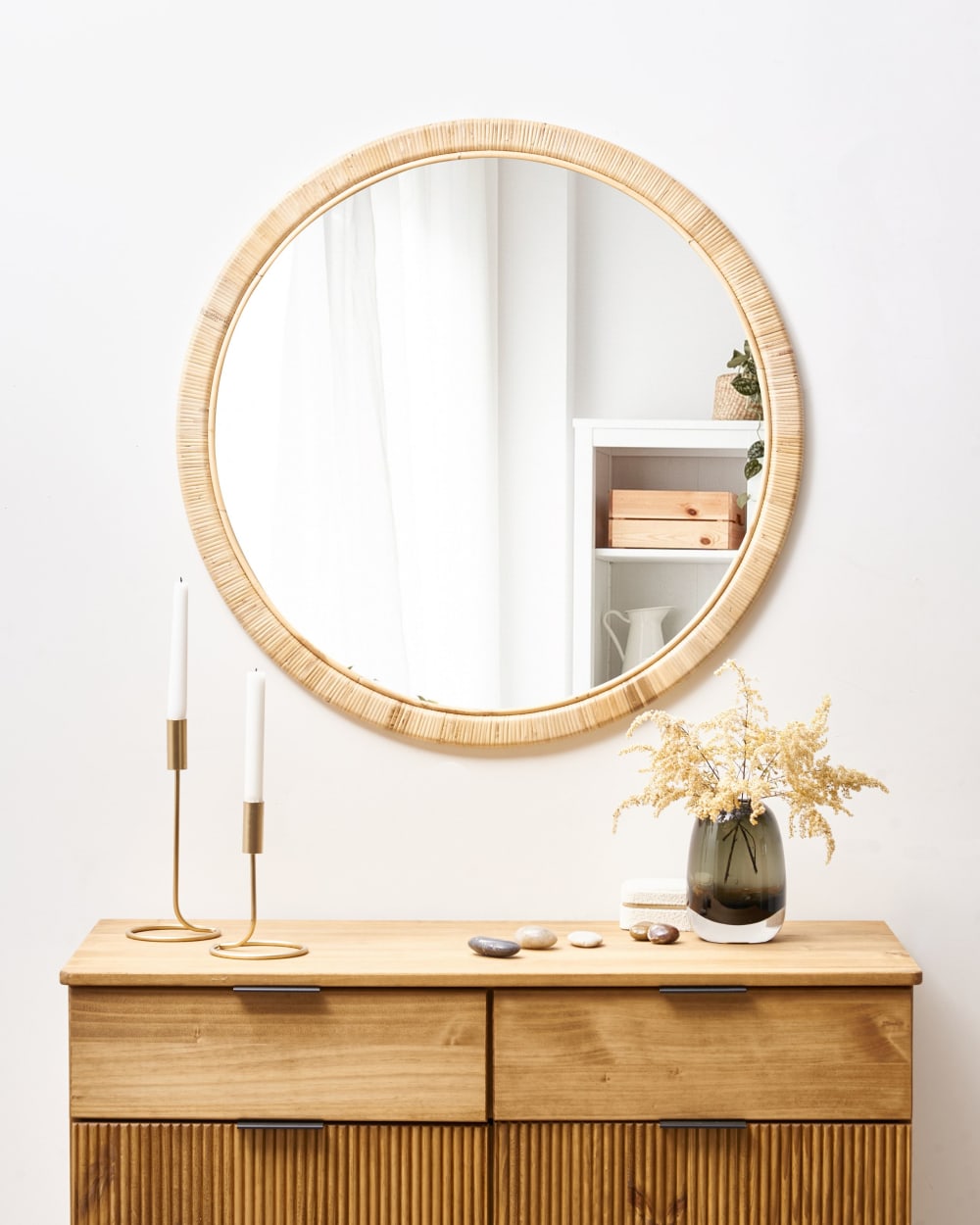 Miroir en rotin naturel 80x80 — Beyit