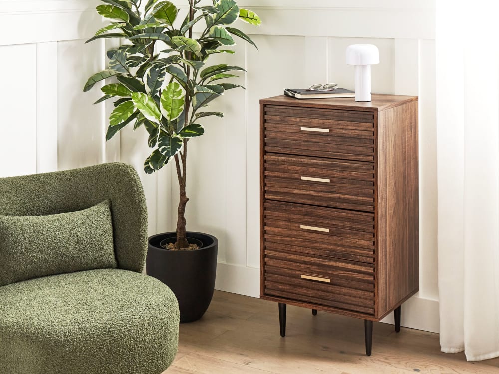 Kommode mit 4 Schubladen aus Holzwerkstoff 90cm, braun - Maisons