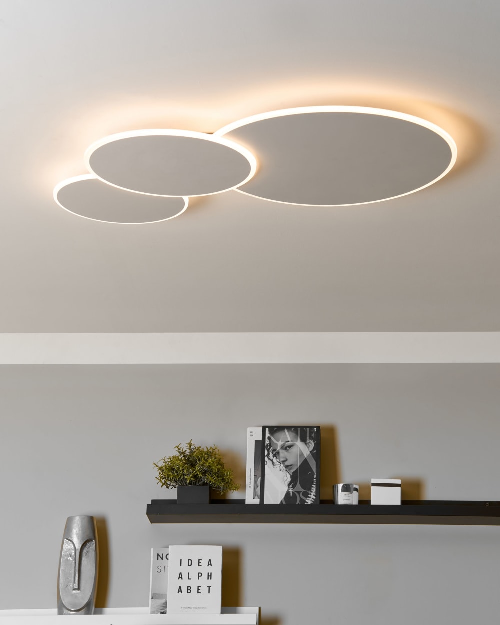 Plafonnier à led avec variateur métal blanc — vue 3